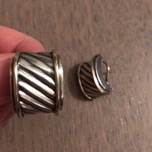 David Yurman silver earrings with 18k gold